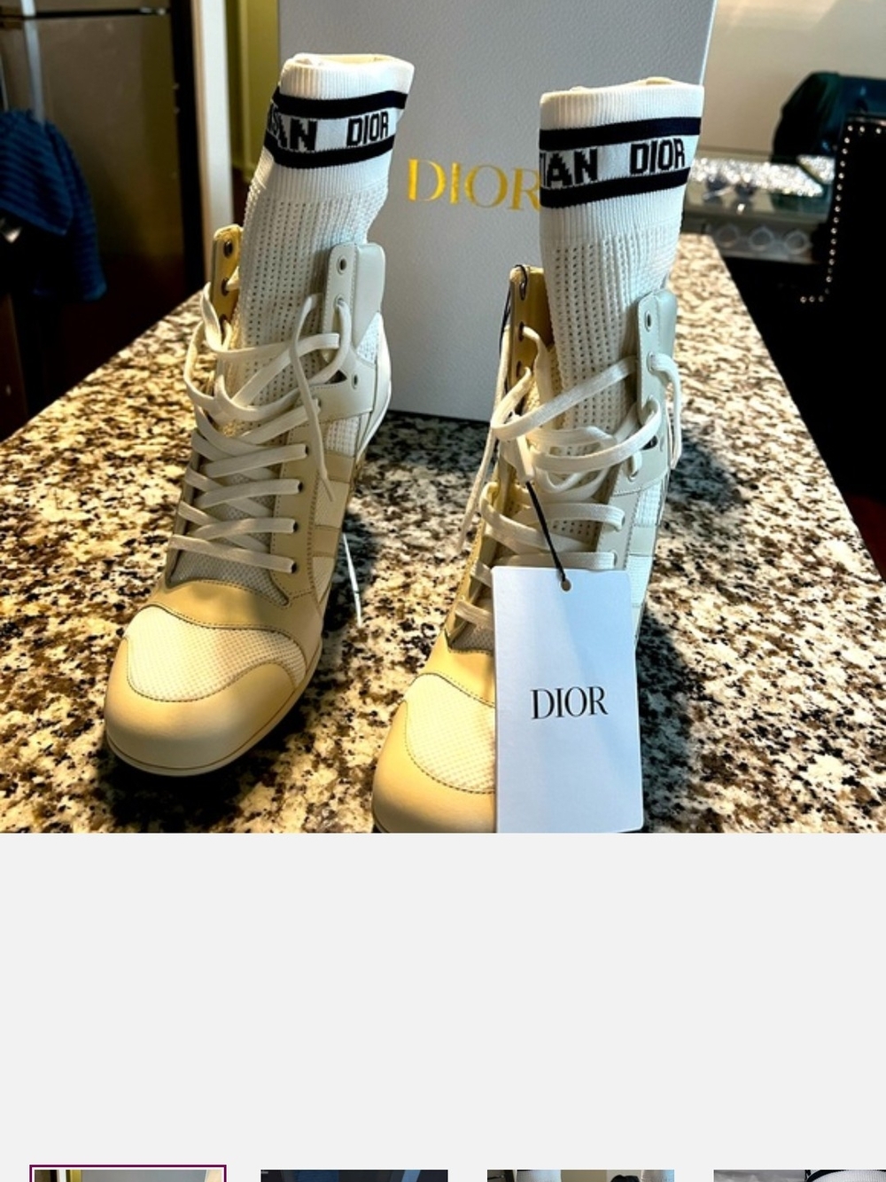 Christian Dior Cream D-Zenith Lace Up Style Sneaker/Ankle Bootie